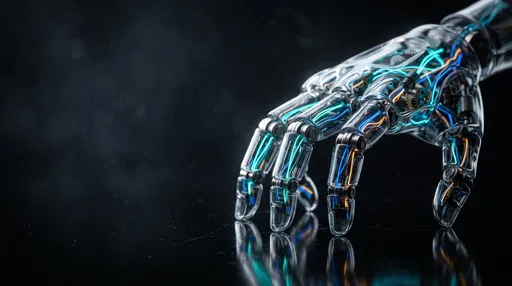 Translucent Robotic Hand on Glossy Surface