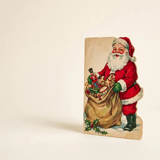 Vintage Die-Cut Santa Claus Christmas Card
