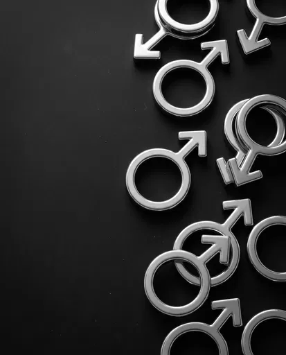 Chrome Male Gender Symbols on Black