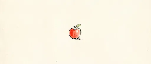 Minimalist Watercolor Red Apple Sketch