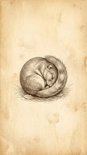 Vintage Sketch of Sleeping Dormouse
