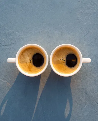 Two Coffee Cups Forming Side Eye Expression