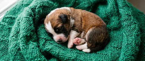 Newborn Saint Bernard Puppy on Green Blanket