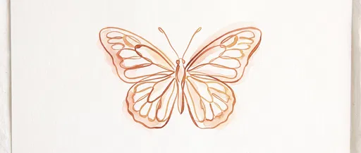 Terracotta Watercolor Line Art Butterfly