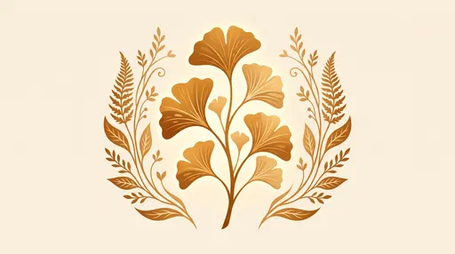 Golden Ginkgo Leaf Botanical Clipart Illustration