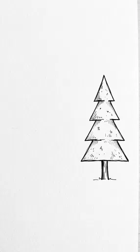 Simple Black Ink Pine Tree Drawing