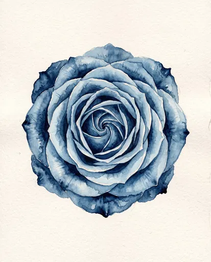 Blue Watercolor Rose Rosette Illustration