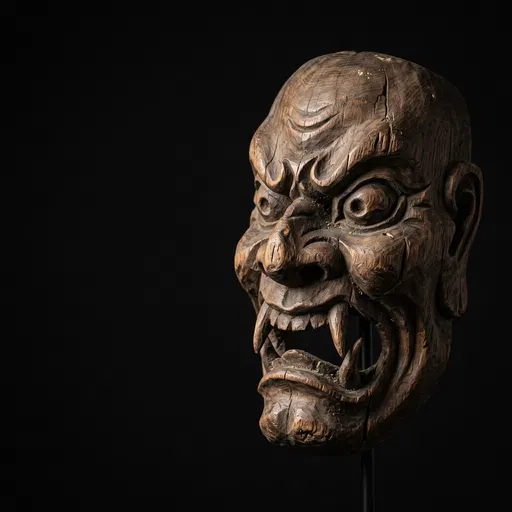 Antique Carved Wooden Demon Mask