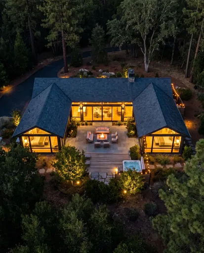Aerial View of Luxury Ranch House