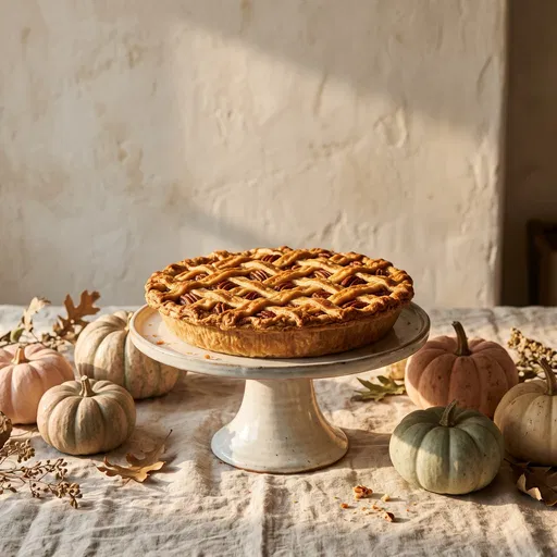 Lattice Pecan Pie With Pastel Gourds