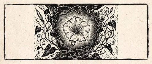 Linocut Moonflower Banner with Copy Space