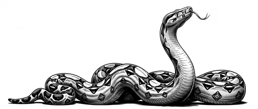 Monochrome Boa Constrictor Ink Illustration