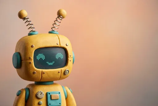 Cute Yellow Clay Robot Figurine