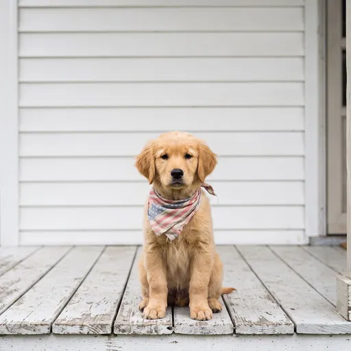 Golden Retriever Puppy in Patriotic Bandana