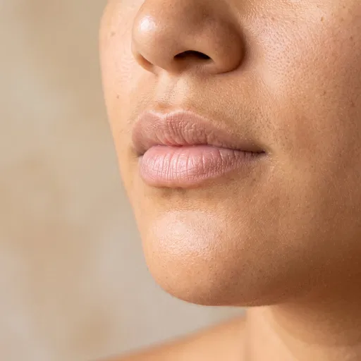 Macro Close-Up of Natural Lips and Skin