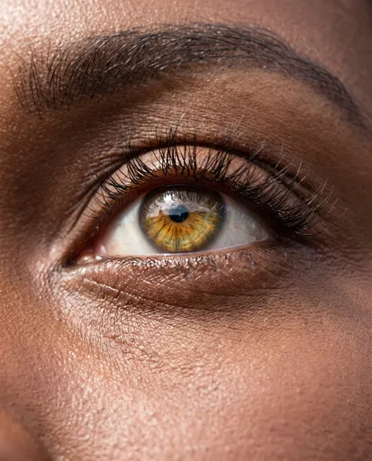 Macro Close-Up of Hazel Eye and Lashes
