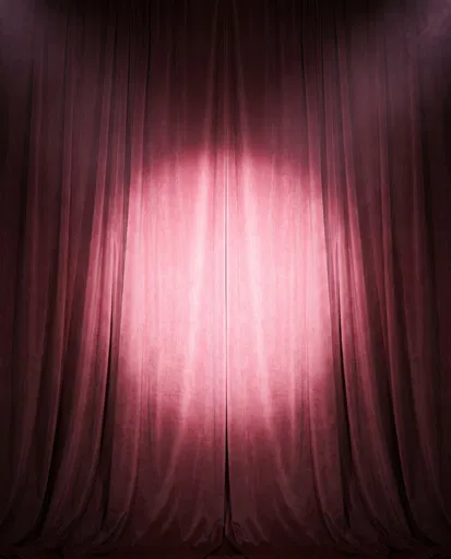 Pink Spotlight on Dark Velvet Curtain
