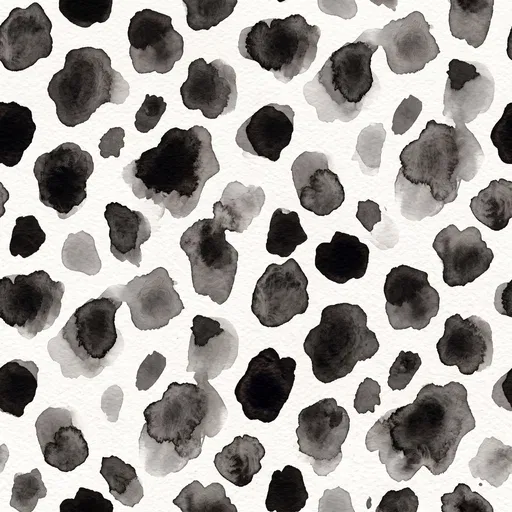 Seamless Monochrome Watercolor Cow Spot Pattern