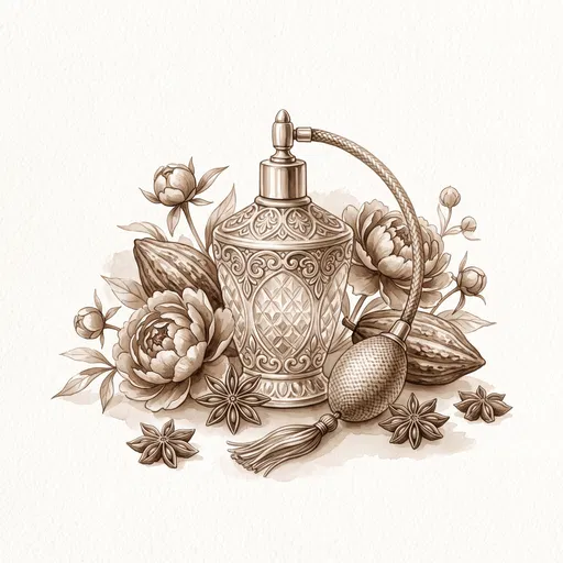 Sepia Vintage Perfume Bottle Illustration