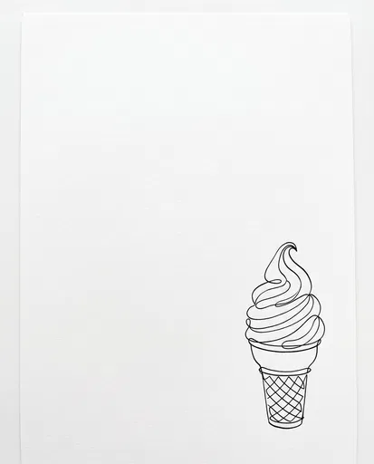 Minimalist Line Drawing of Ice Cream Cone