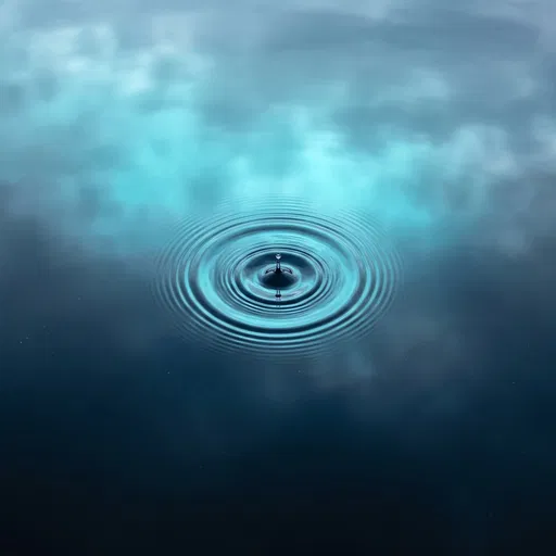 Turquoise Water Drop and Concentric Ripples