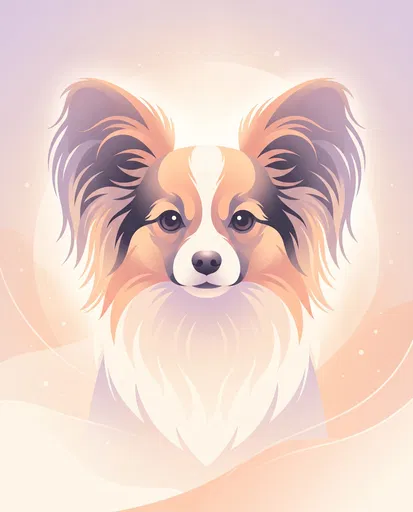 Pastel Graphic Portrait of a Papillon Dog
