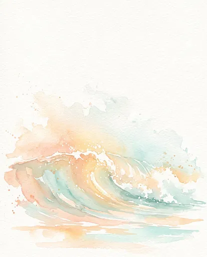 Pastel Watercolor Surf Wave Illustration