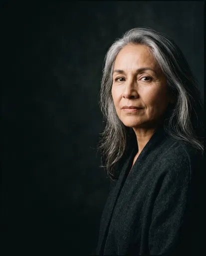 Studio Portrait of Mature Hispanic Woman