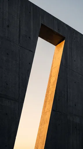 Minimalist Concrete Portal with Golden Light