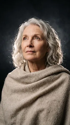 Contemplative Older Woman Looking Upward