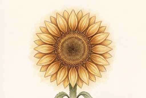 Symmetrical Colored Pencil Sunflower Drawing