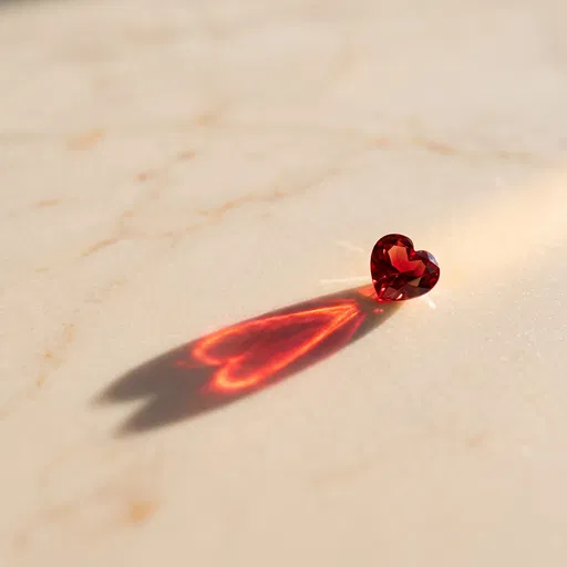 Heart Shaped Garnet With Red Shadow