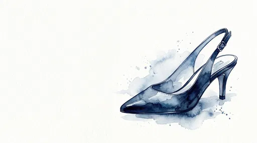 Indigo Watercolor Slingback Pump Illustration