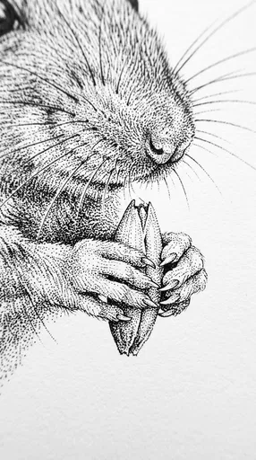 Stipple Ink Drawing of Mouse Paws