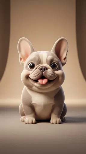 Stylized 3D Smiling French Bulldog Puppy