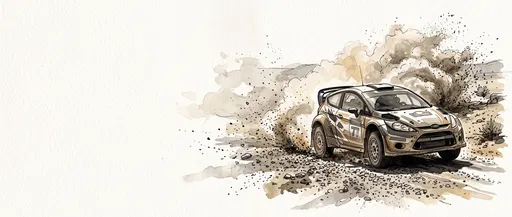 Watercolor Rally Car on Gravel Stage