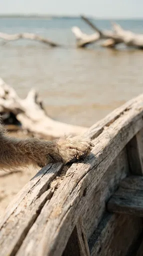 Sandy Terrier Paw on Weathered Boat