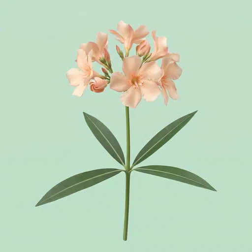 Peach Nerium Oleander Botanical Illustration