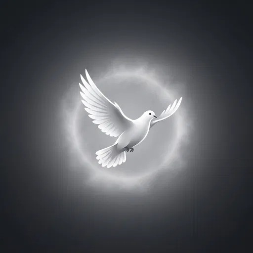 White Dove Flying in Glowing Halo