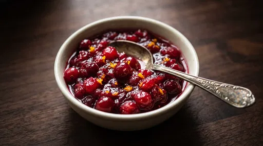 Cranberry Relish Bowl with Antique Spoon