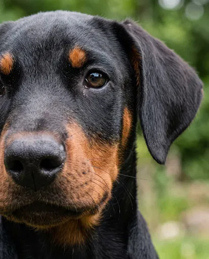 Close-Up Portrait of Doberman Puppy
