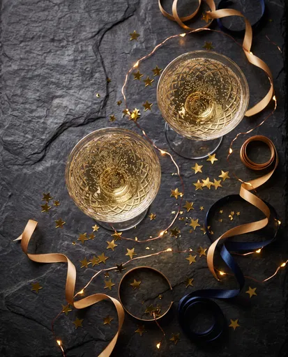 Champagne Coupe Glasses on Dark Slate