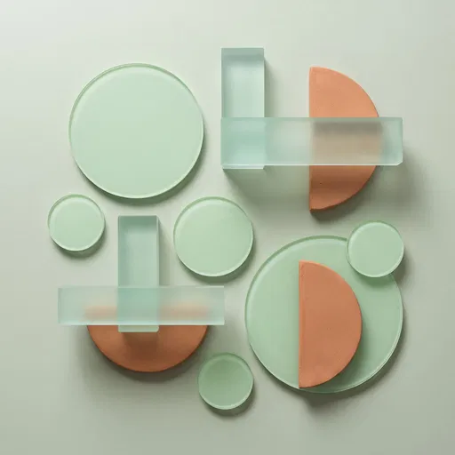 Pastel Green Glass and Terracotta Flat Lay