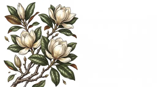 Vintage Magnolia Branches Botanical Illustration