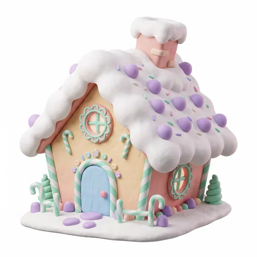 Pastel Clay Gingerbread House Clipart