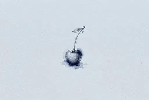 Minimalist Indigo Ink Cherry Illustration