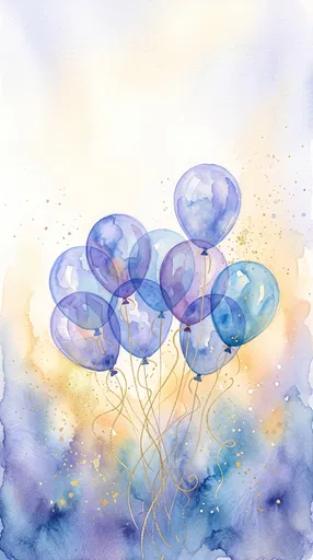 Watercolor Blue and Violet Party Balloons