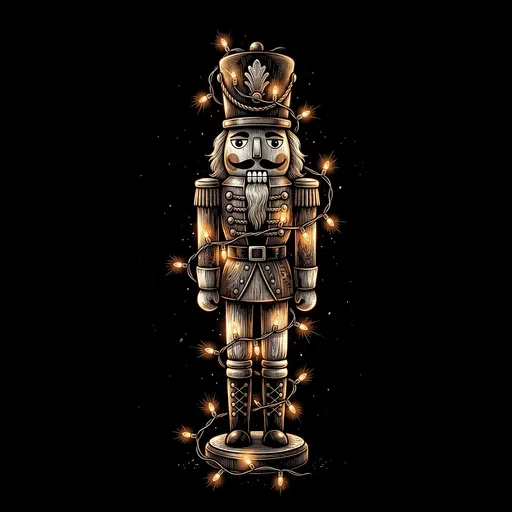 Scratchboard Nutcracker With Glowing Lights