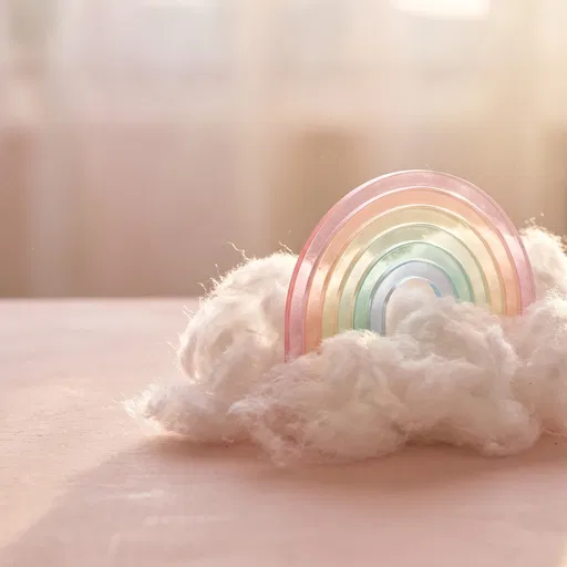 Pastel Acrylic Rainbow in Cotton Clouds