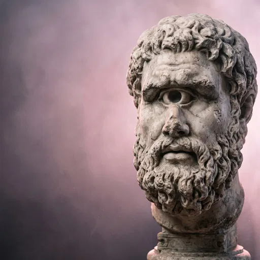 Weathered Marble Bust of Cyclops Polyphemus